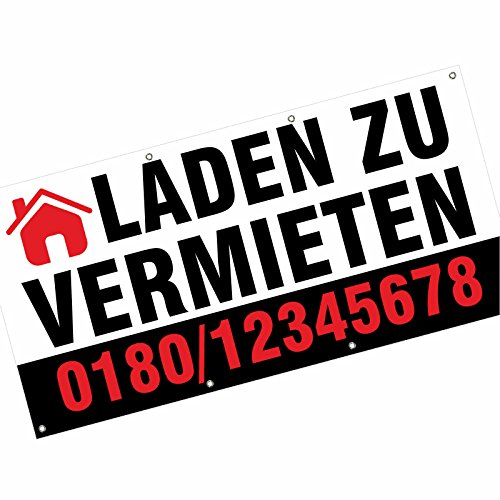 kaufdeinschild Banner LKW Plane 510g/qm PVC Immobilien-Banner 2x1m 5 Varianten Vermieten/Verwenden Professionell