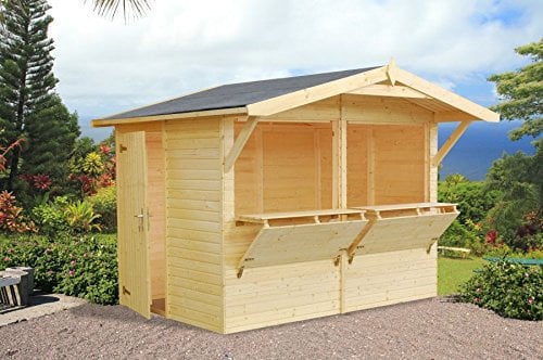 Chalet kiosque en bois de sapin - Idéal comme cabane de jardin - Avec épaisseur de 16 mm - 5 m² - Dimensions : 273 x 190 cm