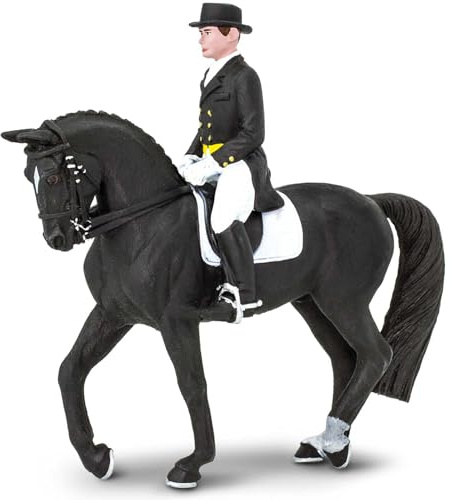 Safari Ltd. James on Dancing Bells Spielzeug-Set – Realistisches Pferd und Reiter Modell – Lernspielzeug für Jungen, Mädchen und Kinder ab 3 Jahren, Schwarz, Weiß
