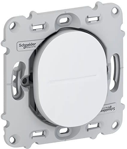 Schneider Electric S261206 Ovalis - bouton poussoir à fermeture - 10A - fix. par vis - ss plaque de finit. Blanc