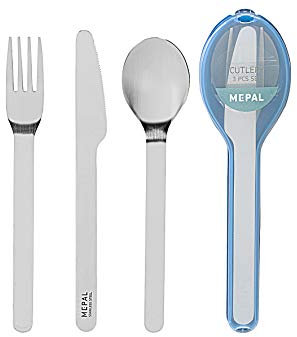 Mepal Rosti Besteck-Set Ellipse, Edelstahl/Polypropylen, 19,5 x 5,1 x 2,3 cm, 3-teilig, Aqua, 19.5 x 5.1 x 2.3 cm