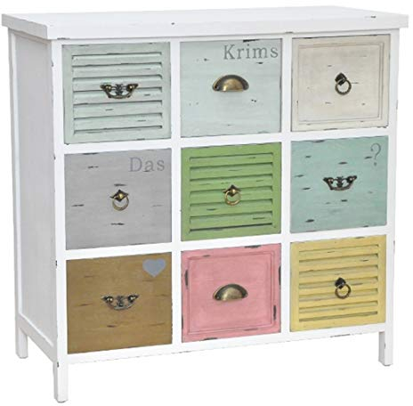 elbmöbel Kommode Vintage aus Holz in weiß bunt Shabby-Chic Antik Landhaus mit Schubladen Sideboard