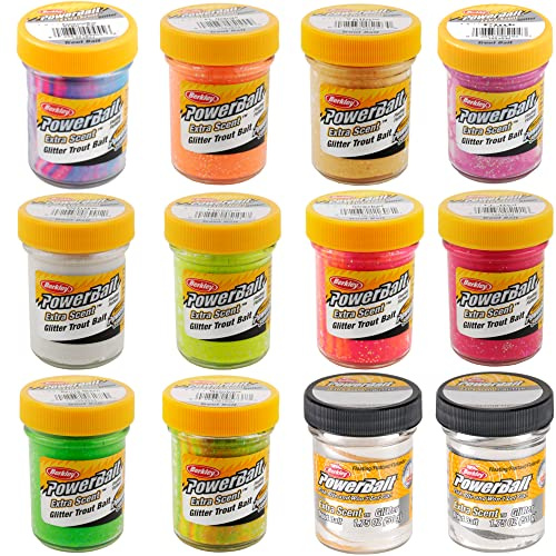Berkley PowerBait Glitter Trout Bait, Rainbow, Fishing Dough Bait, Scent Dispersion Technology, Irresistible Scent and Flavor, Moldable and Easy to Use, Jar