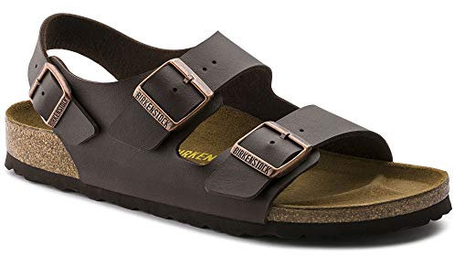 Birkenstock Classic Milano Birko-Flor Softfootbed - Sandali unisex - adulto, Marrone (Dark Brown), 41 (Normale)
