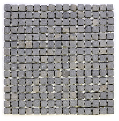 DIVERO 11 Fliesenmatten Naturstein Mosaikfliesen aus Marmor für Wand und Boden anthrazit grau á 30 x 30 cm