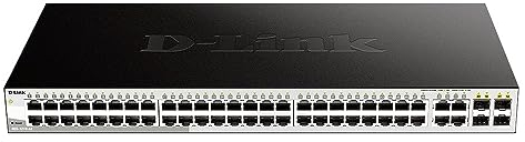 D-Link DGS-1210-52/E 52-Port Gigabit Smart Switch (48 x 10/100/1000 Mbit/s Base-T-Ports und 4 x 100/1000 Mbit/s Combo) - Nur EU-Netzkabel