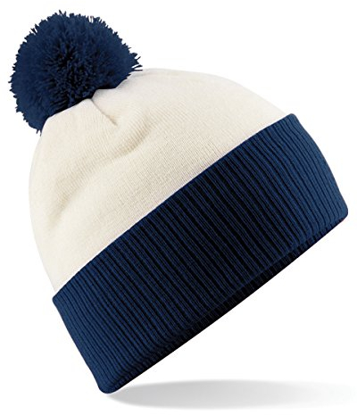 Beechfield B451.OWH-Fna Snowstar Unisex -Mütze Beanie Zweifarbig, Schwarz, Einheitsgröße
