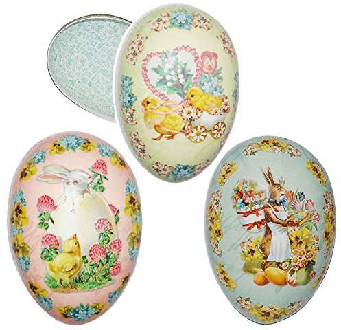 alles-meine.de GmbH Füll - Pappei 12 cm - Ostergruss - Osterei/Ei zum befüllen - Deko Pappe Papp Pappeier Dekoei Pappostereier Füllen - Nostalgie Hasen/nostalgisch - Papp..