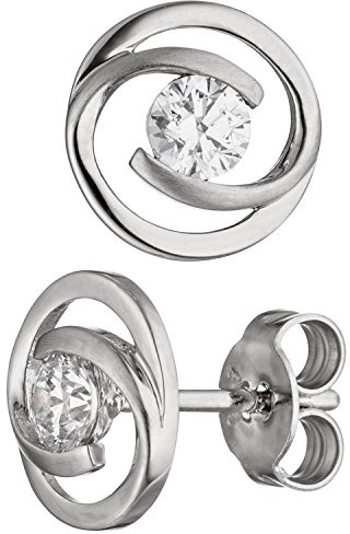 Jobo Damen-Ohrstecker aus 8 Karat 333 Weißgold mit Zirkonia Rund