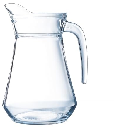 Luminarc - Broc à Anse Transparent - Verre Trempé - Compatible Lave-Vaisselle - Préhension Facile - Fabrication en France - Pichet Contenance 1 Litre