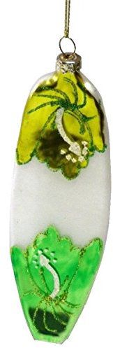 Surfbrett-Ornament aus geblasenem Glas (grün)