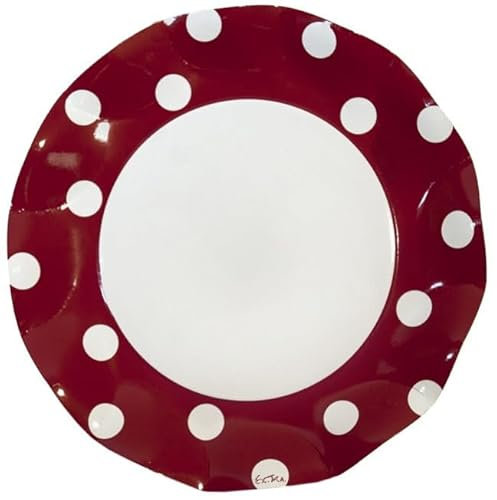EX.TRA. Piatti Piani di Carta a Petalo Pois Rosso 27 cm 10 Pezzi