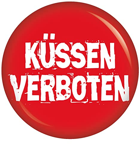 Button Küssen verboten Zubehör Accessoires für Fasching Fasnet Fastnacht Karneval an Kostüm Mütze Kleid Anzug für Kinder und Erwachsene Dekoration Verkleidung