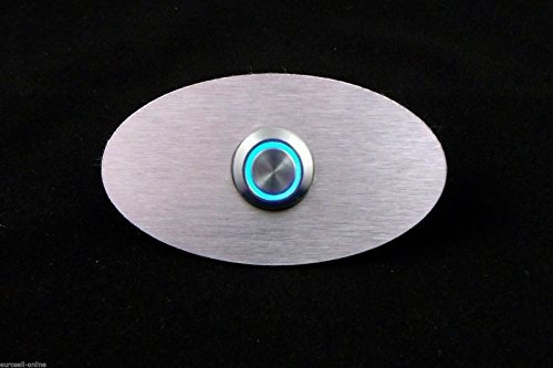 Eurosell - Beleuchtete Design V2A Edelstahl Klingelplatte Klingel Platte Schild Klingelschild Türklingel Klingelknopf Drücker Door Bell Plate Stainless Steel Button LED blau beleuchtet