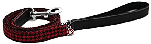 Rosewood Wag-N-Walk Designer Red/Black Houndstooth Lead, 3/4 x 40-inch