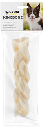 Croci King Bone – Knochengeflecht für Hunde, Kau-Belohnungssnack für Hunde aus natürlichem Rindsleder, Dentalstick zur Zahnreinigung, 20 cm – 90 g