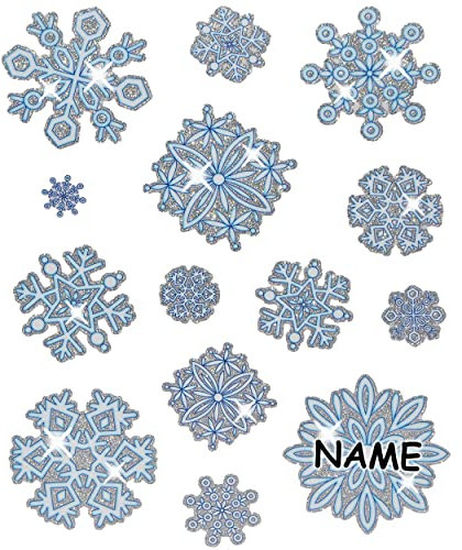 alles-meine.de GmbH 2 versch. Bögen: Fensterbilder - Glitzer/Glitter - Winter & Schneeflocken - incl. Name - statisch haftend - Schneekristall/Schnee/Flocken - selbstkl..