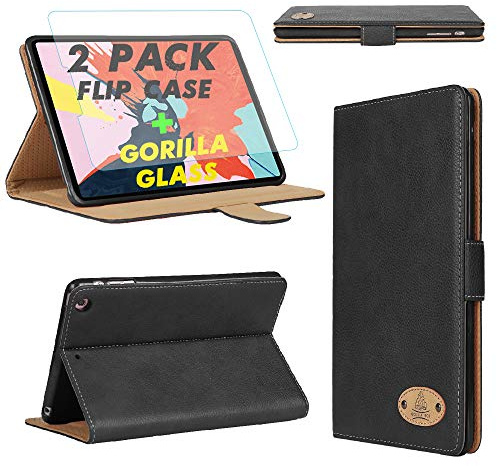 Gorilla Tech iPad Mini 4 iPad Mini 5 Leather Case and Screen Protector Magnetic Flip Stand Shockproof cover Protective 2-Pack Black iPad Model A2133 A2124 A2126 A2125 A1538 A1550