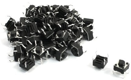 Sourcingmap 50Pcs 6 x 6 x 5mm 4 Pins PCB Momentary Control Push Button Tact Switch