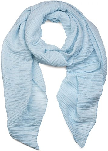 styleBREAKER Damen Schal fein gekreppt | Leichter Plissee-Schal für stilvolle Looks | Elegantes Halstuch mit fließenden Falten | Modisch Vielseitig & Angenehm weich | 96 x 192 cm, Farbe:Hellblau