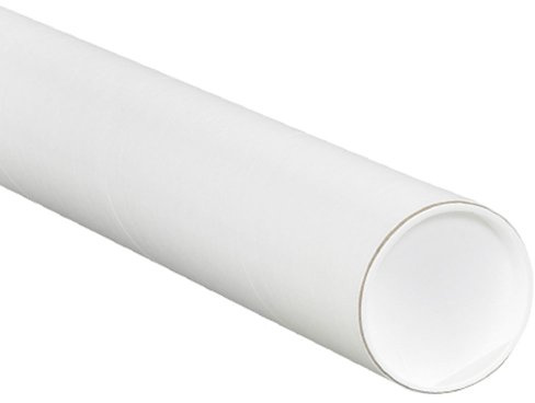 Box USA White Mailing Tubes with Caps, 4 x 26, Pack of 15, for Shipping, Storing, Mailing, and Protecting Documents, Blueprints and Posters