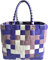 normani Einkaufskorb Shopper geflochten aus Kunststoff - robuster Strandkorb aus wasserabweisendem Material Farbe Classic/Lavendel