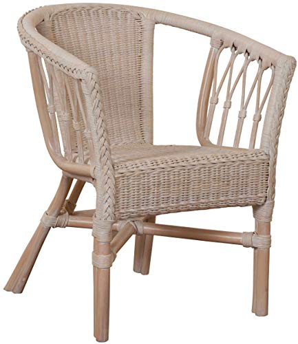 korb.outlet Stapelbarer Rattansessel, Rattanstuhl/Bistro-Sessel Balkonsessel in der Farbe Vintage Weiss
