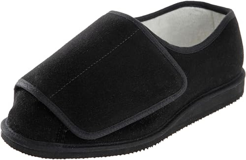 Cosyfeet Rowan Suede - Black - 7 (Xxr) - Extra Wide Men's Slippers