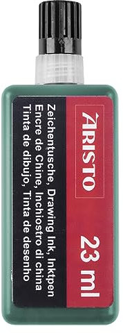 Aristo AR64807 Zeichentusche grün (hohe Deckraft, schnell trocknend, lichtbeständig, reproduzierfähig, Tusche für Tuschefüller Aristo MG1 PRO) 23 ml