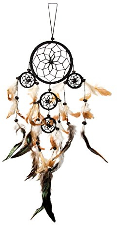 50cm x 11cm Dreamcatcher Schwarz Traumfänger 5 Ringe Dreams