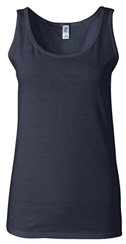 Gildan 64200L SoftStyle Women's Junior-Fit Extra-Long Tank Top Navy S
