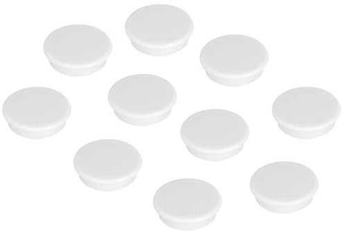 FRANKEN Signal-Magnete Rund, 10 Stück, Hochwertige Haftmagnete für Markierungen und Hervorhebungen auf Plantafeln, Magnettafeln und Schreibtafeln, 13 mm, Weiß, HM10 09