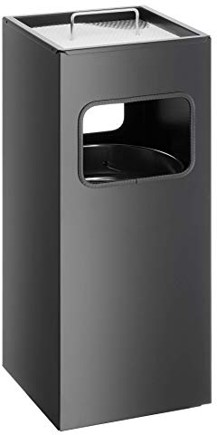 Durable 333101 Papelera metálica de 17 litros con cenicero integrado de 2 litros, negro