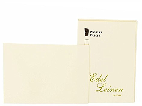 Rössler 2052705802 - Edel Leinen - Einzelkarten-Pack DIN A6, 20 Stück, ivory