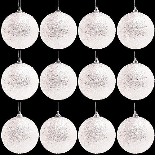 Toyland Packung mit 16–9 cm glitzernden Christbaumkugeln – traditioneller Weihnachtsschmuck weiße