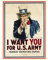 Wee Blue Coo War WWI USA Uncle Sam Want You Army Iconic Art Print Poster Wall Decor Kunstdruck Poster Wand-Dekor-12X16 Zoll