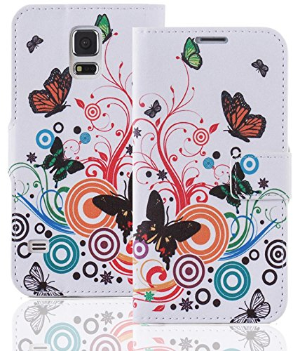 numerva Handyhülle kompatibel mit LG G4 Hülle [Schmetterling Muster] Case LG G4 Handytasche Wallet