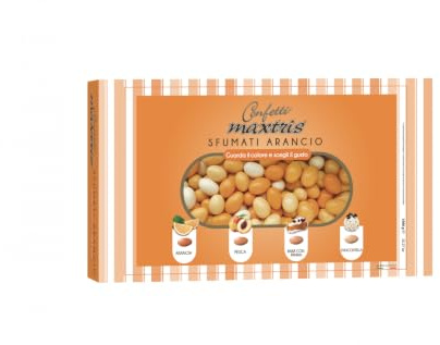 Confetti Maxtris, Confetti Italiani di MANDORLA, SFUMATO ARANCIO 4 GUSTI, 1 Kg.