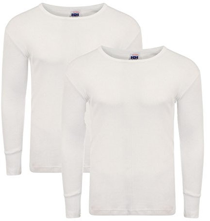 Heatwave® Pack of 2 Men's Thermal Long Sleeve Top, Warm Underwear Baselayer, S M L XL XXL Thermals, X Large White