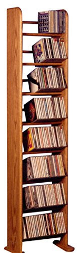 Wood Shed Hill 04 Series Dowel Style CD Storage Rack Storage Shelf Real Oak Wood Media & Display Shelves, Handcrafted in the USA (Honey, 54 x 12 x 7.25)