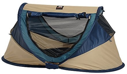Deryan Travel-cot Peuter Luxe Reisebettzelt inklusive Schlafmatte, selbstaufblasbarer Luftmatratze und Tragetasche mit Pop-Up innerhalb 2 Sekunden aufgebaut, khaki