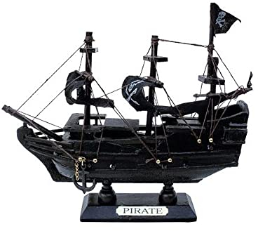 City Souvenir Shop Schiffs-Modell Piratenschiff aus Holz, klein, ca. 16 x 14,5 x 4 cm