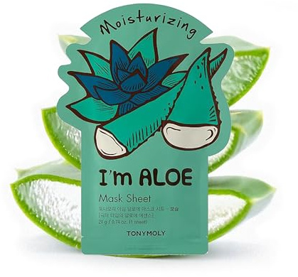TONYMOLY I’m Real Aloe Sheet Mask, 1 Count – Korean Skincare Face Mask with Aloe Vera Extract for Hydration & Soothing – Moisturizing, Nourishing Facial Mask for Soft, Refreshed, Healthy Skin