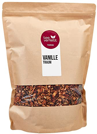 teeverliebt - Loser Früchtetee Vanille Traum 1000 g I Früchtetee lose I leckere Komposition der Tee-Mischung mit Vanille Orange Hagebutte Hibiskus I hochwertiger Tee lose 1 kg