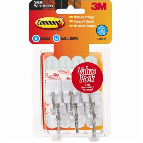 Command Kitchen Utensil Hooks with Command Adhesive Strips - Value Pack - Pack of 9 Hooks - Each Hook Holds up to 225 g