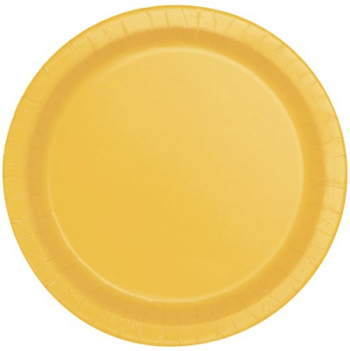 Unique Party - Platos de Papel - 17.1 cm - Amarillo - Paquete de 8 (317.14)
