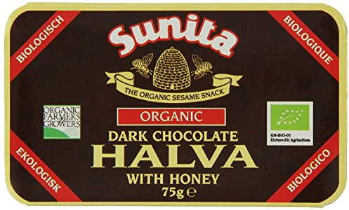 Sunita Organic Honey Halva Sesame Snack with Cocoa - Natural Protein Source - Vegetarian - 75g