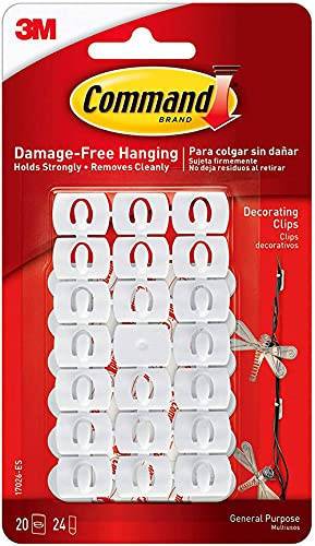 Command Small Decorating Clips, White, 20-Clips, 24-Strips, Decorate Damage-Free