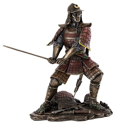 Top Collection Mittelalterliche japanische Samurai-Statue – General Minamoto Krieger Skulptur in hochwertiger Kaltguss-Bronze – 21,6 cm Sammlerfigur