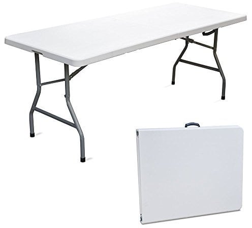 CILVANI SRL TAVOLO TAVOLINO Tavolo pieghevole rettangolare a valigetta in HDPE PIEGHEVOLE GIARDINO FIERA MERCATO PIC NIC CAMPEGGIO IN DURA RESINA 180X75X74